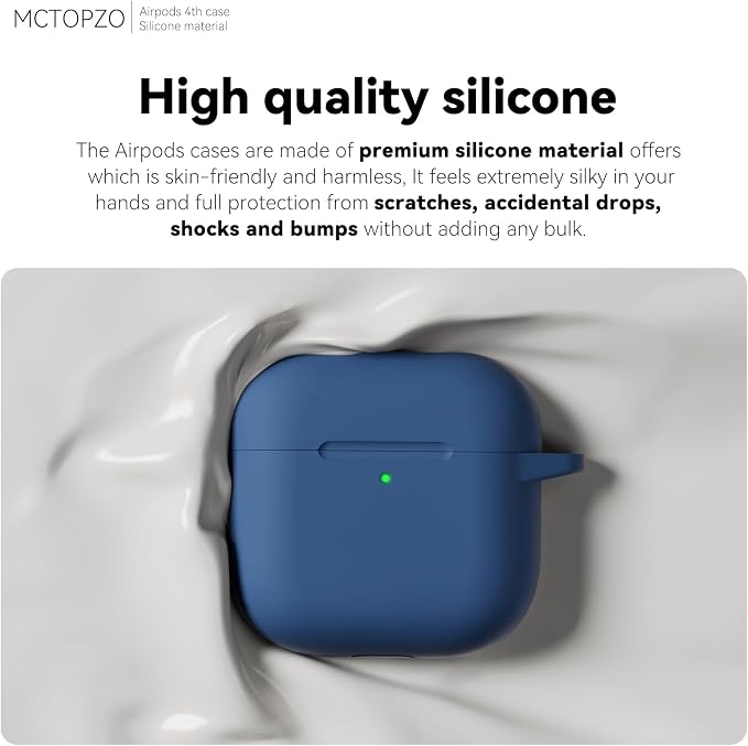 for AirPods 4 Case 2024 with Cleaner Kit & Keychain-Midnight Blue | Silicone Protective Cover for Apple AirPods 4th Generation Case,for Women Men,One-Piece Design,Shockproof,Dust Proof