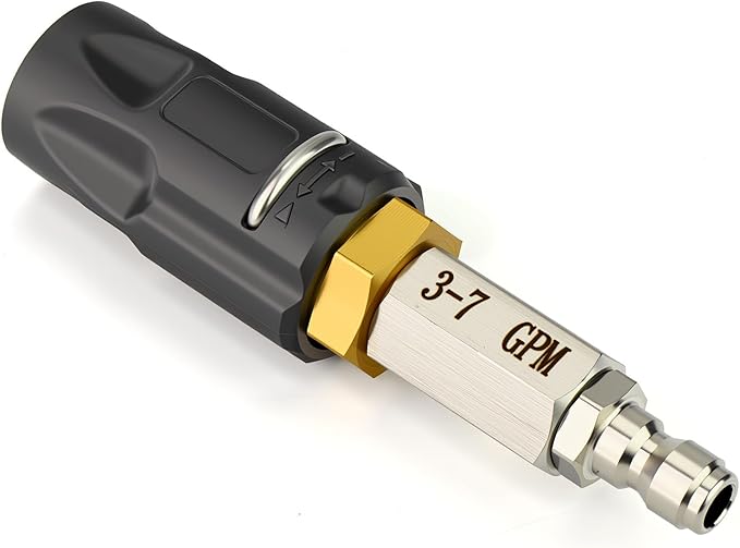 Stainless Steel Adjustable Downstream Soft Wash Nozzle with 1/4" Quick Connect, 0° to 60° Spray Pattern for Pressure Washer 3-7 GPM – for Roofs, Siding, Gutters & Vehicles
