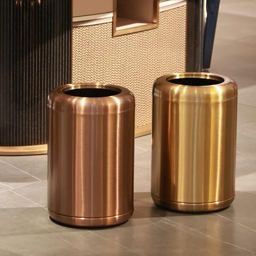 10 L/2.6Gallon,Brass Trash can,Brushed Bathroom Trash Can, Gold Wastebaske for Bathroom,Living Room,Office,Kitchen,Bedroom,Hotel (Gold)