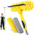 36 Feet High Reach Squeegee Window Cleaner Kit with 5-30Ft Extension Pole | 2 in 1 Window Cleaning Tool w/ 8-Stage Telescopic Pole &Rotatable Head,Window Washing Equipment for Solar Panel,RV,Car Glass