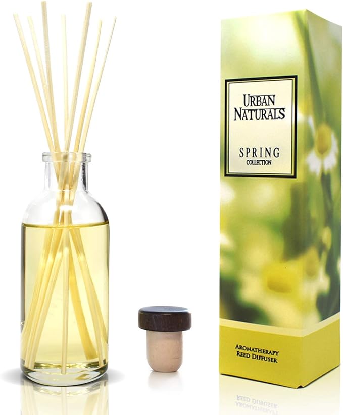 Reed Diffuser Set, Spring Clean - Bathroom Shelf Décor | Fresh, Crisp Fragrance of Lemon, Leafy Greens & Lavender, Essential Oil Room Scent Infuser with Reed Sticks, Made in the USA