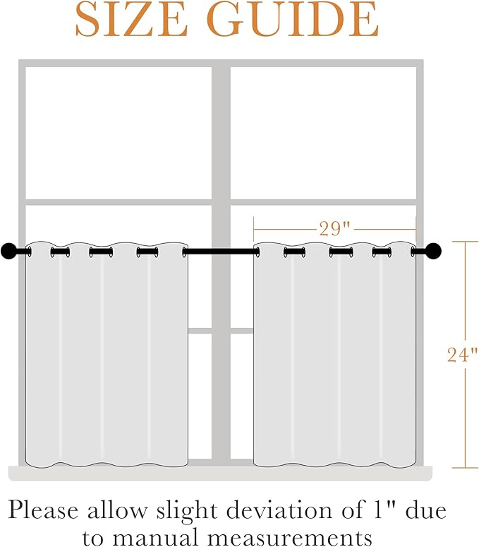 PONY DANCE RV Curtains 24 inch Length, Short Drapes for Bathroom Kitchen, Privacy Mini Camper Curtains for Kids Nursery Bunk Small Windows(2 Panels, W 29 x L 24 inches, Biscotti Beige)