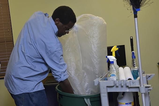 Aluf Plastics High Density Trash Bags, 10 Gallon, 4000 Count, 6 Micron (eq), 24" x 24", Clear, for Bathroom, Office, Industrial, Commercial, Janitorial, Municipal, Recycling