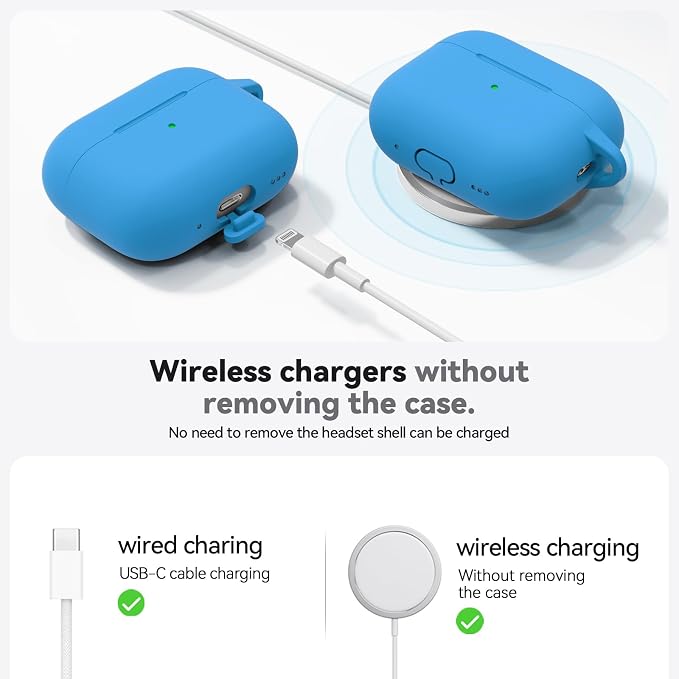 Ljusmicker for AirPods Pro 3 Case 2025 with Cleaner Kit,Milk Blue | Soft Silicone Protective Cover for Apple AirPod Pro 3rd Generation Case with Keychain for Women Men,Shockproof