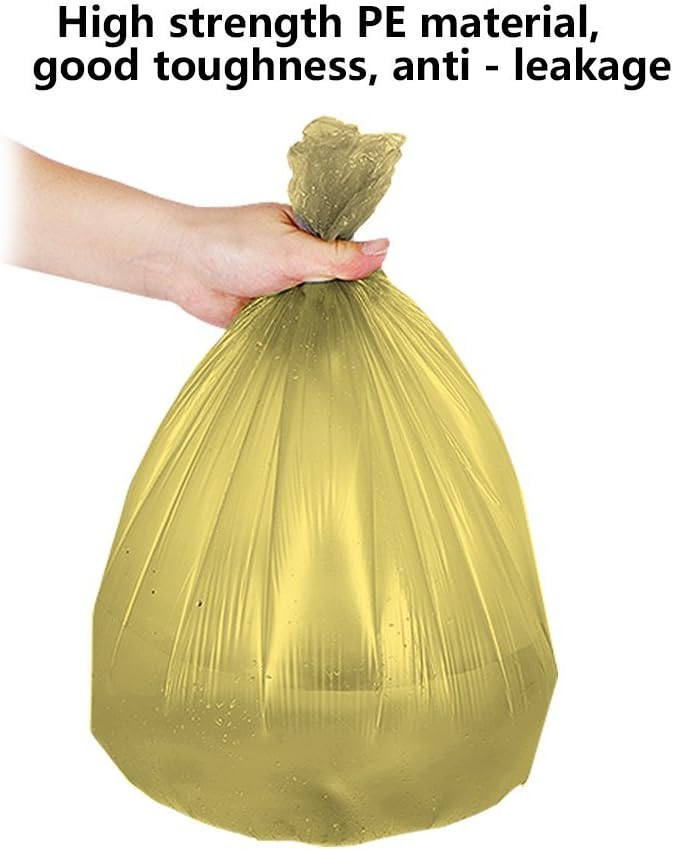 5 Rolls Small Trash Garbage Bags, 4 Gallon 200 Counts (Golden) | Strong Thin Material Disposable Kitchen Garbage Bags, Durable Plastic Trash Bags for Office Home Bedroom Garden Waste Bin