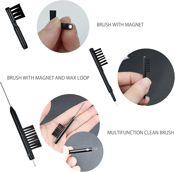 10 PCS Hearing Aid Cleaning Kits Hearing Amplifier Brush Tools Earbuds Headphones Airpods Cleaner Brush Kits with Case