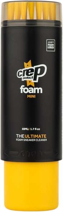 Crep Protect Foam Mini Shoe Cleaner - On the Go Sneaker Cleaning Foam with Built In Brush & Microfiber Cloth - Quick & Travel Size Cleaner
