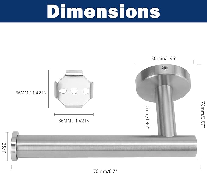 NearMoon Bathroom Toilet Paper Holder, Premium SUS304 Stainless Steel Rustproof Wall Mounted Toilet Roll Holder for Bathroom, Kitchen (4 Pack, Brushed Nickel)