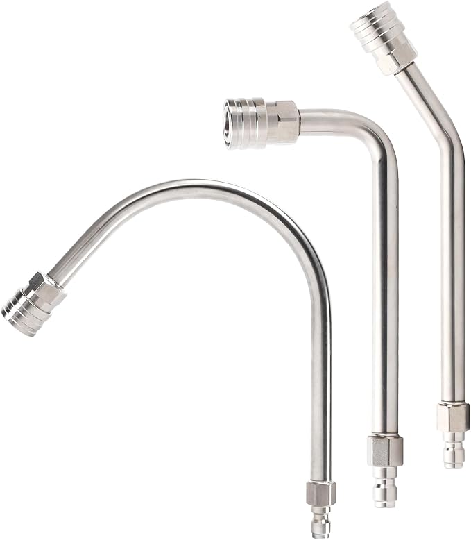 Pressure Washer Extension Wand with Gutter Cleaner Attachment, 30° 90° 120° Curved Rods, 1/4" Quick Connect Power Washer Lance, 4000 PSI