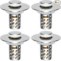 iFealClear 4 Pack All Metal Bathroom Sink Stopper, Pop Up Sink Drain Strainer with Removable Stainless Steel Filter Basket, Universal for 1.1"-2.36" Sink, Brass Bounce Core, Hair Catcher, Chrome