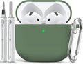 Ljusmicker for AirPods 4 Case 2024 with Cleaner Kit,Soft Silicone Protective Cover for Apple AirPods 4th Generation Cases for Women Men,for AirPod 4 Case Accessories with Keychain-Sprout Green