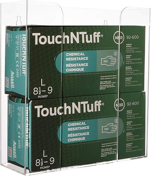 Cq acrylic Rubber Glove Holder for Wall Mount,Clear Disposable Glove Dispenser and Glove Box on Wall,Multipurpose Wall Floating Mask Dispenser and Medical Gloves Rack Storage,10.2”x9.8”x3.5” Pack of 1