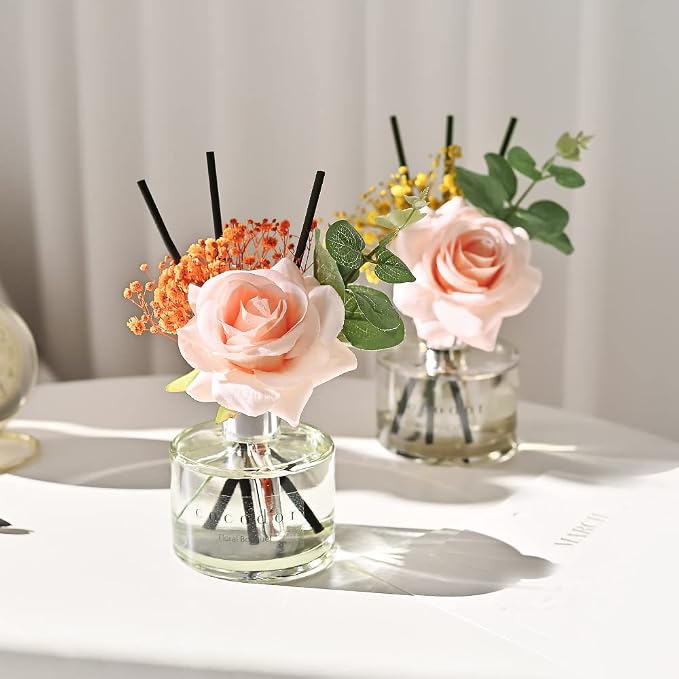 COCODOR Rose Flower Reed Diffuser/Black Cherry/6.7oz(200ml)/1 Pack/Reed Diffuser, Reed Diffuser Set, Oil Diffuser & Reed Diffuser Sticks, Home Decor & Office Decor, Fragrance and Gifts