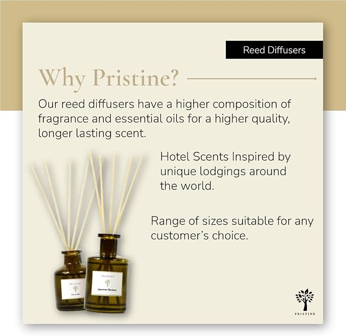 PRISTINE Himalayan Tea/Inspired by Westin Hotel Reed Diffuser for Home | Fresh Bergamot/White Tea Room Fragrance Reed Diffusers, Oil & Room Diffusers with Reed | Home Fragrance Scent Diffuser