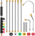 Pressure Washer Extension Wand for Gutter Cleaning - Stainless Cleaning Tools with Spray Nozzle Tips,30°90°120°Curved Rod 1/4’’Quick Connect Replacement for Anti-Leaked Ring 4000 PSI