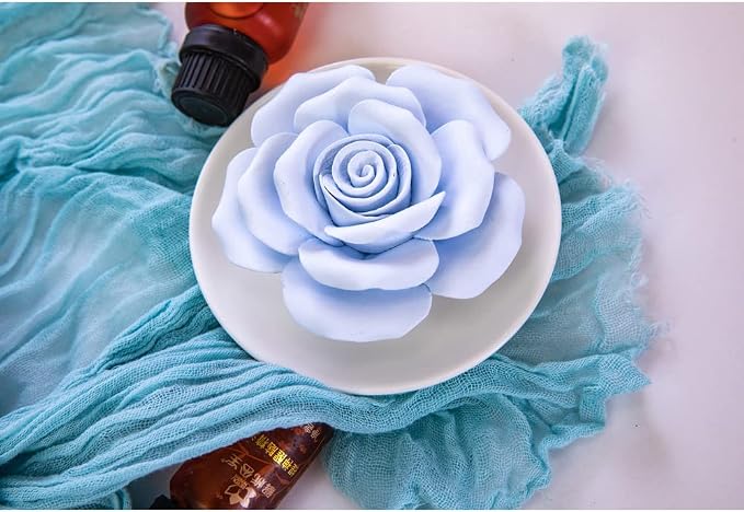 Essential Oil Passive Flower Diffuser -Non-Electric Porcelain Aromatherapy Diffusers for Small Mini Room, Desk Decorative, Bathroom (Blue Rose) | Non-electric ceramic diffuser for desks, bathrooms and small rooms