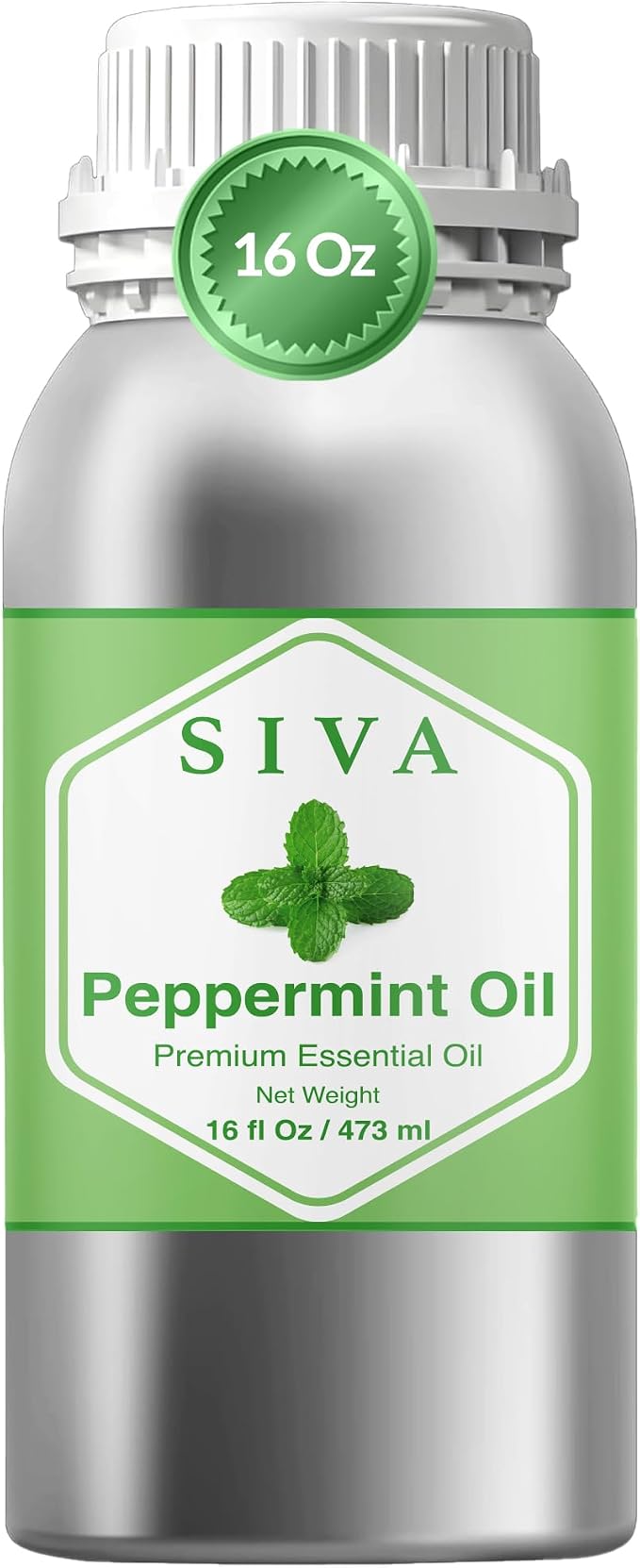 Siva Peppermint Essential Oil, Huge Bottle, Large Size, 16 Fl Oz (473 ml) | Peppermint Oil for Diffuser, Humidifier, Skin Care, Hair Care, Scalp Care, Body Massage, Soap Making, Blending & DIY Projects