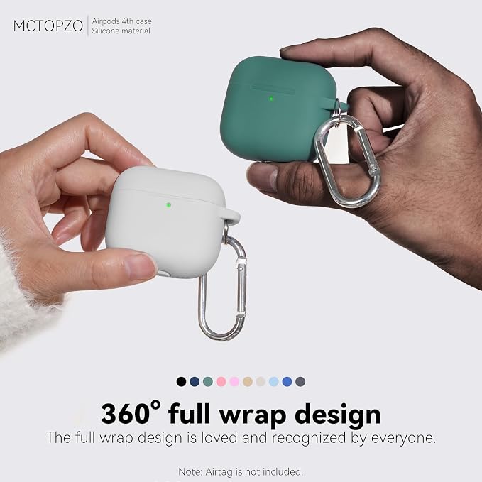 for AirPods 4 Case 2024 with Cleaner Kit & Keychain-Pine Green | Silicone Protective Cover for Apple AirPods 4th Generation Case,for Women Men,One-Piece Design,Shockproof,Dust Proof