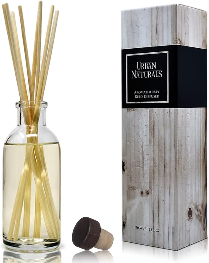 Reed Diffuser Set, Vanilla Bean - Bathroom Shelf Décor | Scented Oil, Vanilla Cream, Amber & Sweet Tonka Bean, Made in the USA