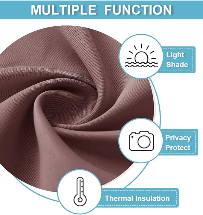 RYB HOME 45 inch Curtains for Living Room, Rod Pocket Thermal Insulated Small Window Drapes Room Darkening Shades for Bedroom Studio Closet, W 42 x L 45 inch, Set of 2 Panels, Wild Rose