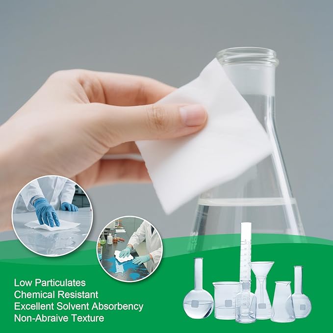 Cleanroom Wipes 9"x9" (300 Pcs, Cellulose/Polyester Blend, Grade B, 56GSM) Lint Free Wipes for Laboratory, Electronics, Pharmaceutical,Printing,Automotives and Semiconductor Industries