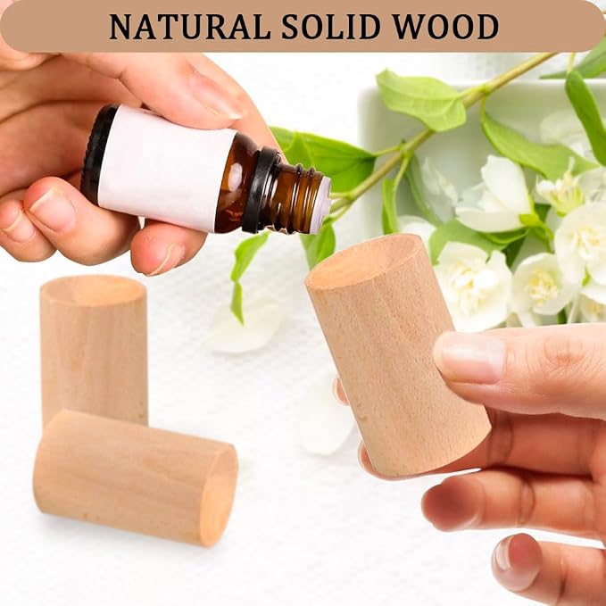 5 Pcs Wood Essential Oil Diffusers,Small Wood Fragrance DIffusers,Fragrance Retention,Wooden Aromatherapy Round Diffuser for Car,Home, Bathroom, Office, Toilet, Yoga Room, Sauna Room