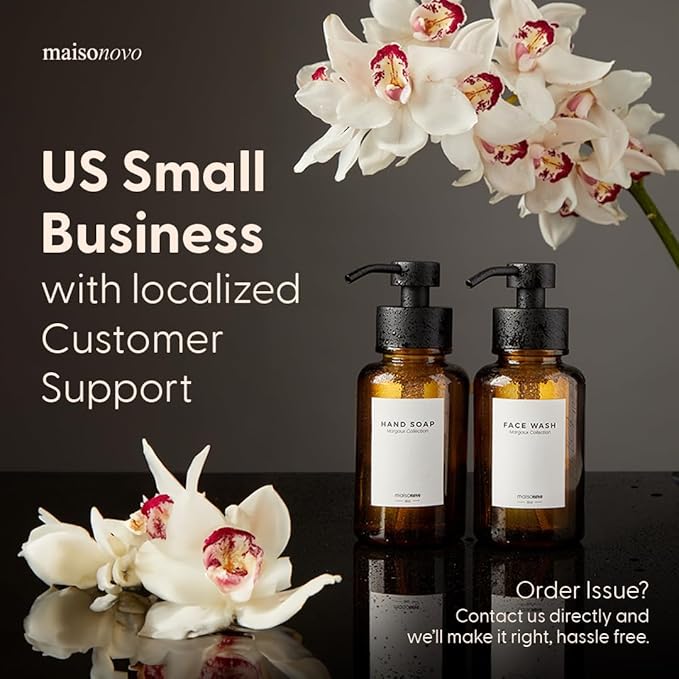 MaisoNovo 14 oz Clear Glass Foaming Soap Dispenser with White Pump + Mixed 4 Pack Foaming Hand Soap Refill Tablets