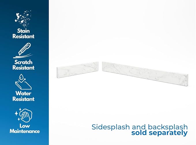 Bathroom Vanity Sink Backsplash/Sidesplash (Engineered Carrara Marble, 4" x 30")