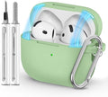 Ljusmicker for AirPods 4 Case 2024 with Cleaner Kit,Soft Silicone Protective Cover for Apple AirPod 4th Generation Cases for Women Men,for AirPod 4 Case Accessories with Keychain-Magnetic Pastel Green