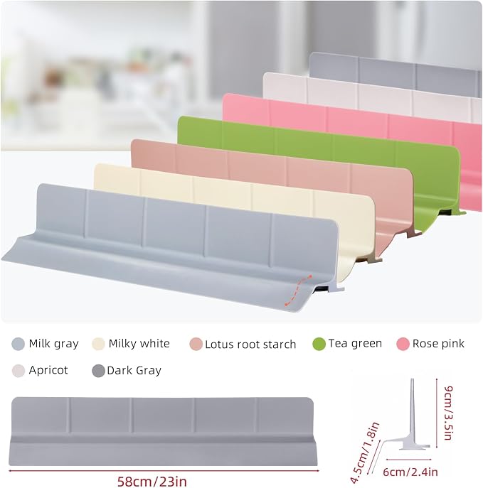 23" Ultra Silicone Sink Splash Guard Released in 2025/Dec,Self-Draining Water Splash Guard for Kitchen Sink,Bathroom and Island,with 3.5" High Splash Guard & 7 Strong Suction Cup (Grey)
