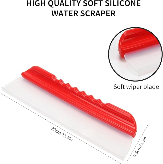 2 Pack 12inch car Squeegee,Silicone Squeegee,car Window Squeegee,Flexible T-Bar Water Blade for Car for Car Or Home Use,Washing,Wiping Glass, Mirror,Shower Doors,Red