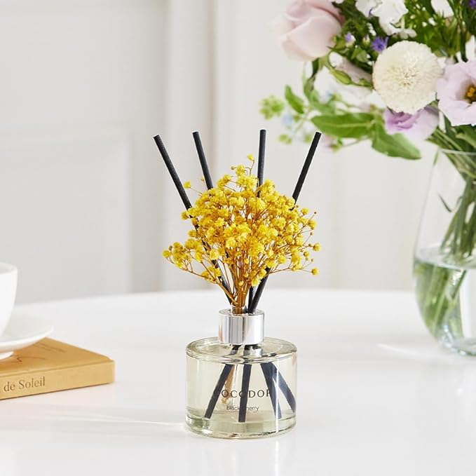 COCODOR Preserved Real Flower Reed Diffuser/Clean Linen / 6.7oz(200ml) / 2 Pack/Reed Diffuser Set, Oil Diffuser & Reed Diffuser Sticks, Home Decor & Office Decor, Fragrance and Gifts