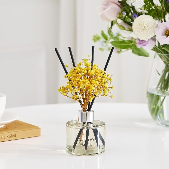 COCODOR Preserved Real Flower Reed Diffuser/Lemon Eucalyptus / 6.7oz(200ml) / 2 Pack/Reed Diffuser Set, Oil Diffuser & Reed Diffuser Sticks, Home Decor & Office Decor, Fragrance and Gifts
