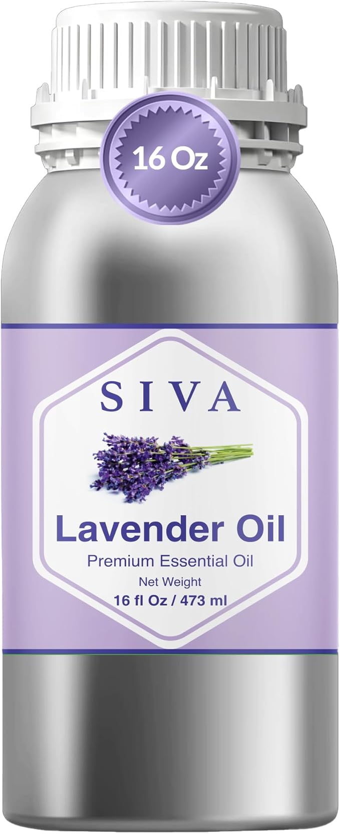 Siva Lavender Essential Oil, Huge Bottle, Large Size, 16 Fl Oz (473 ml) | Lavender Oil for Diffuser, Humidifier, Linen Spray, Skin Care, Hair Care, Body Massage, Soap, Candle, Bath Salt & DIY Blends