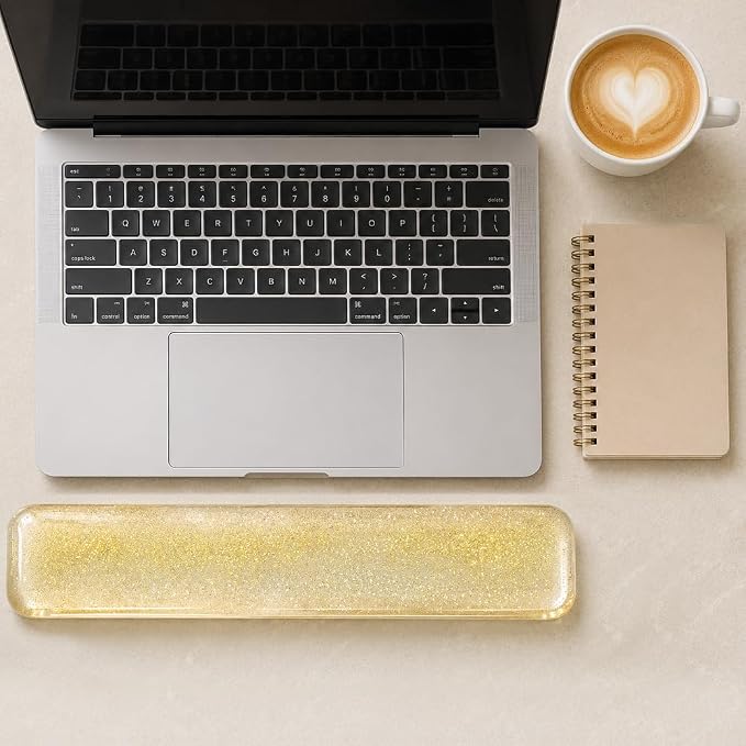 Wrist Rest Pad Comfortable Silicone Cushion Bling Bling | Typing Hand Pain Relief Support Keyboard Pad with Gel-filled Magic Keyboard Other Keyboards Office & Home (Bright Yellow)
