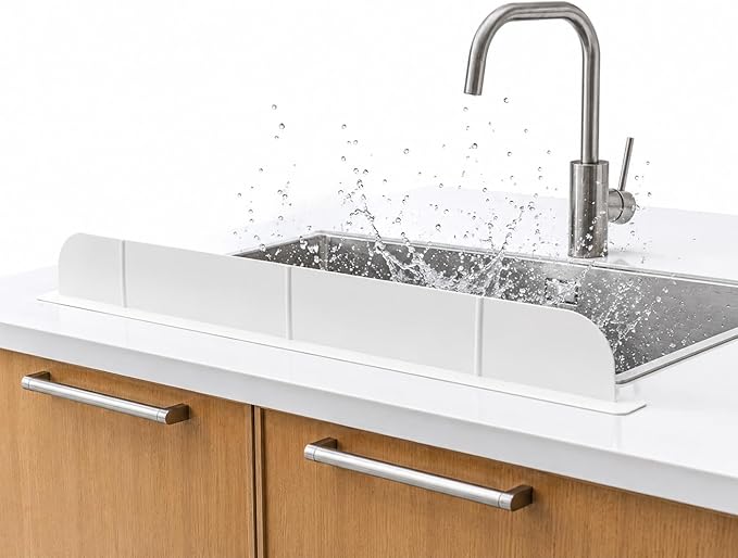 30 inch(75cm) Premium Kitchen Sink Silicone Water Splash Guard Size Upgrade 30" and new Package - NO Suction Cups, Ultra Wide 30" - Made in Korea (Ultra Wide Eco White)