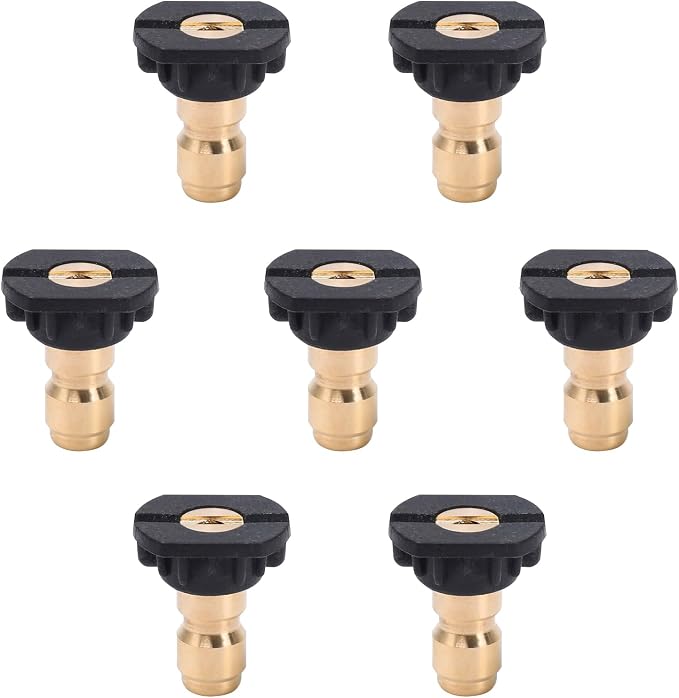 Pressure Washer Tips, 7 Pack Power Washer Soap Nozzles, 65 Degree Black, 1/4 Inch Quick Connect, 4000 PSI