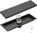 uxcell Rectangular Shower Drain, Brushed 304 Stainless Steel Odor-Proof Floor Drain Linear Shower Drain Hair Catcher for Bathroom Kitchen and Laundry Room(12 Inch, Black)