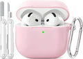 for AirPods 4 Case Pink with 3-in-1 Cleaner Kit & Keychain | Skin-Soft Silicone Drop Protection iPod 4 Case Cute Compatible with Apple Airpods 4th Gen 2024 Cover for Women Girly