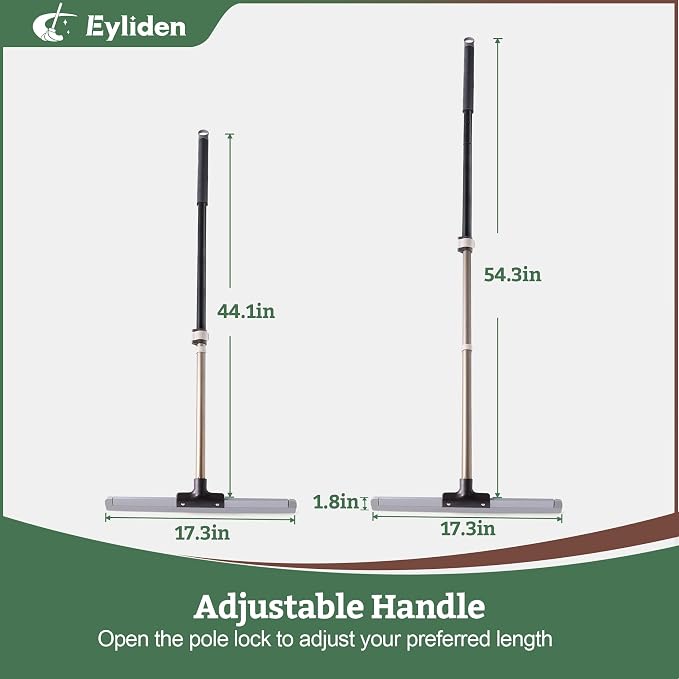 Eyliden 17" Rubber Floor Squeegee, Quick Water & Foam Removal Broom | Heavy-Duty, Dual-Action Push & Scrape, Squeegee for Shower Glass Concrete Garage Commercial Epoxy Floors