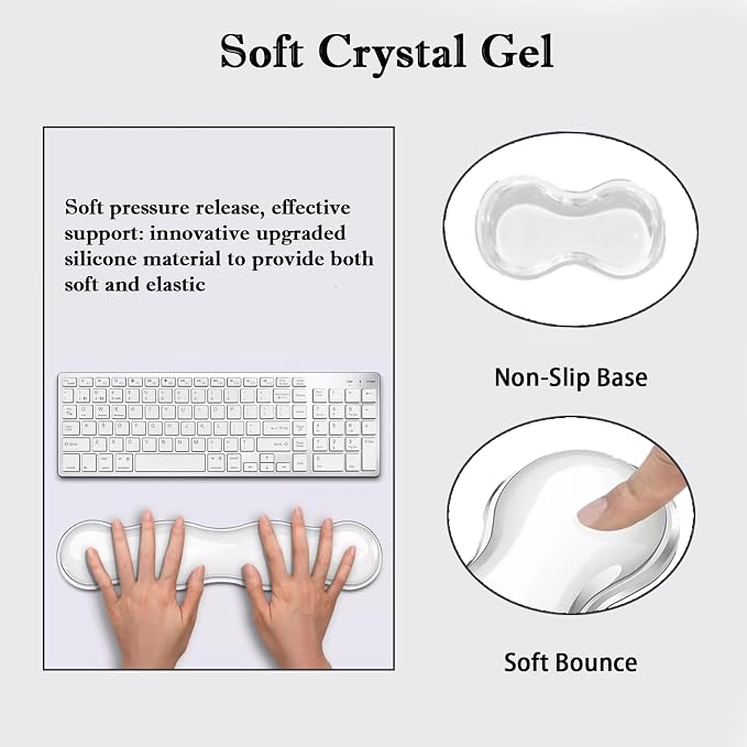 Update Gel Wrist Rest Pad for Keyboard & Mouse Set, Silicone Viscoelastic Wrist Support No Slip Pad for Pain Relief, Effortless Typing, Gaming, Computer, Laptop, Office