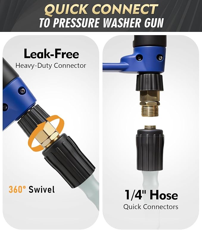 Pressure Washer Hose 200 ft, 4200 PSI Flexible & Kink-Resistant, Steel-Braided & Durable, High Power Washer Hose with M22-14mm Stainless Steel Plug, Hot/Cold Water Compatible - 100 Foot, Gray