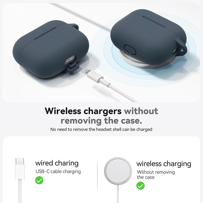 Ljusmicker for AirPods Pro 3 Case 2025 with Cleaner Kit,Dark Grey | Soft Silicone Protective Cover for Apple AirPod Pro 3rd Generation Case with Keychain for Women Men,Shockproof
