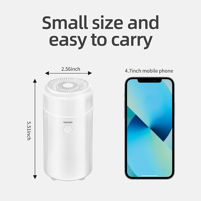 SEEDSEEL 100ML Car Diffuser Humidifier, Cool Mist Air Essential Oil Diffuser with 7-LED Color Changing, Suitable for Car