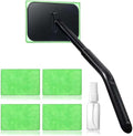 Windshield Cleaning Tool, Windshield Cleaning Wand Car Window Cleaner with 4 Washable Reusable Microfiber Pads, Detachable Long Handle Glass Wiper Cleaning Kit for Auto Glass, Trucks, SUVs, RVs, Home