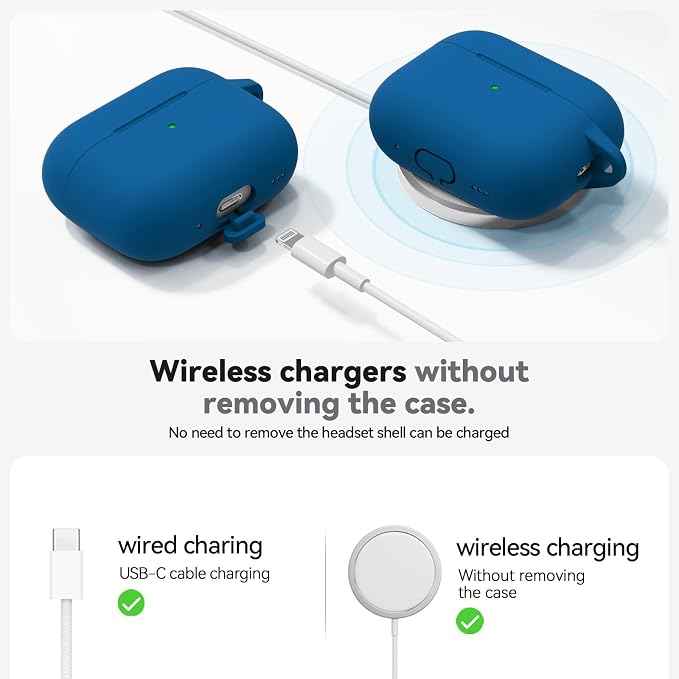 Ljusmicker for AirPods Pro 3 Case 2025 with Cleaner Kit,Lake Blue | Soft Silicone Protective Cover for Apple AirPod Pro 3rd Generation Case with Keychain for Women Men,Shockproof