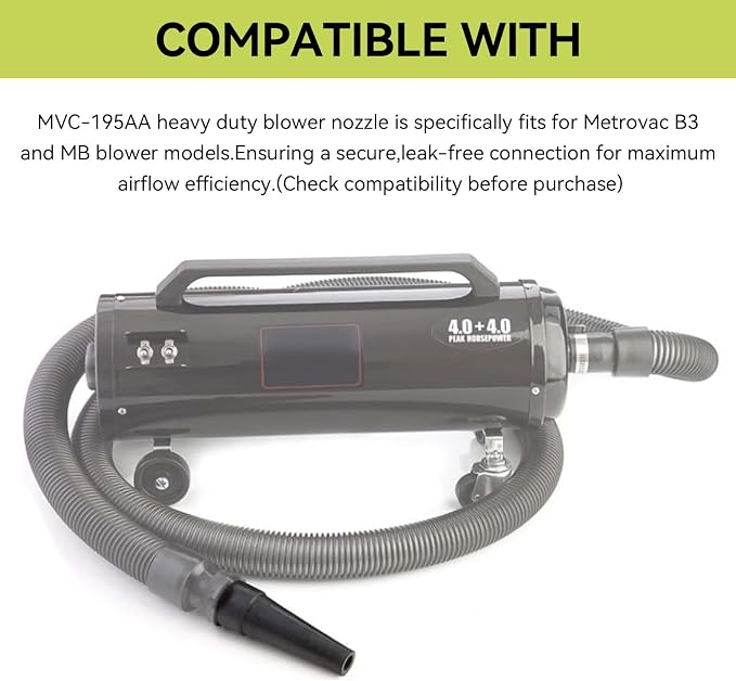 Heavy Duty Blower Nozzle MVC-195AA,Compatible With Metrovac Models B3 & MB | Powerful Dust And Debris Blaster Vacuum Cleaner Nozzle,Useful for Drying Cars,Motorcycles Or Other Surfaces After Washing