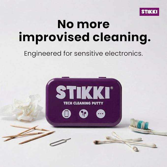 STIKKI Cleaning Putty & Precision Tools - Earbud, Port & Phone Cleaning Kit | Compatible with iPhone & AirPod, Putty for Phone Speaker & Electronics, USB-C Charging Port Cleaner Tool, Leaves No Residue