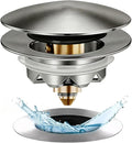 Anlige Bathtub Drain Stopper, Pop Up Tub Stopper and Cover, Bottom with Hair Catcher, Universal for 1.45 in to 1.8 in Drain, Replaces Old Drain Plug, Brushed Nickel