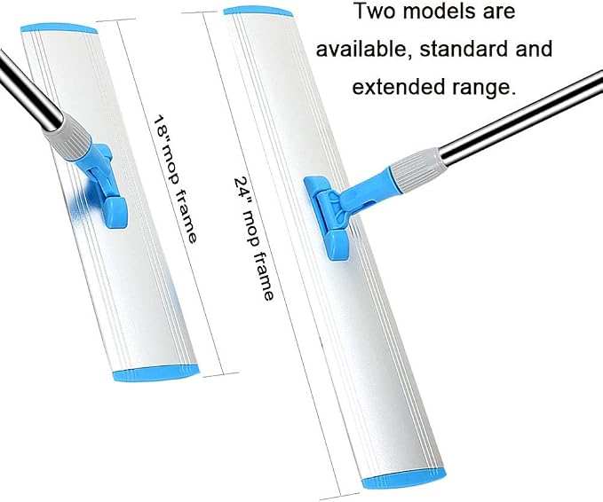 24 in Microfiber Wet & Dry Mops Heavy Duty Commercial Flat Floor Mop | Large Mops for Floor Cleaning Adjustable Handle with 4 Washable Mop Clothes